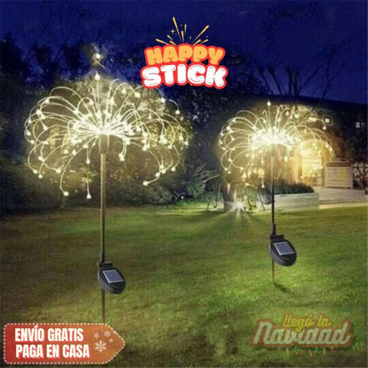 Set De 2 Estacas Led Solares Fuegos Artificiales